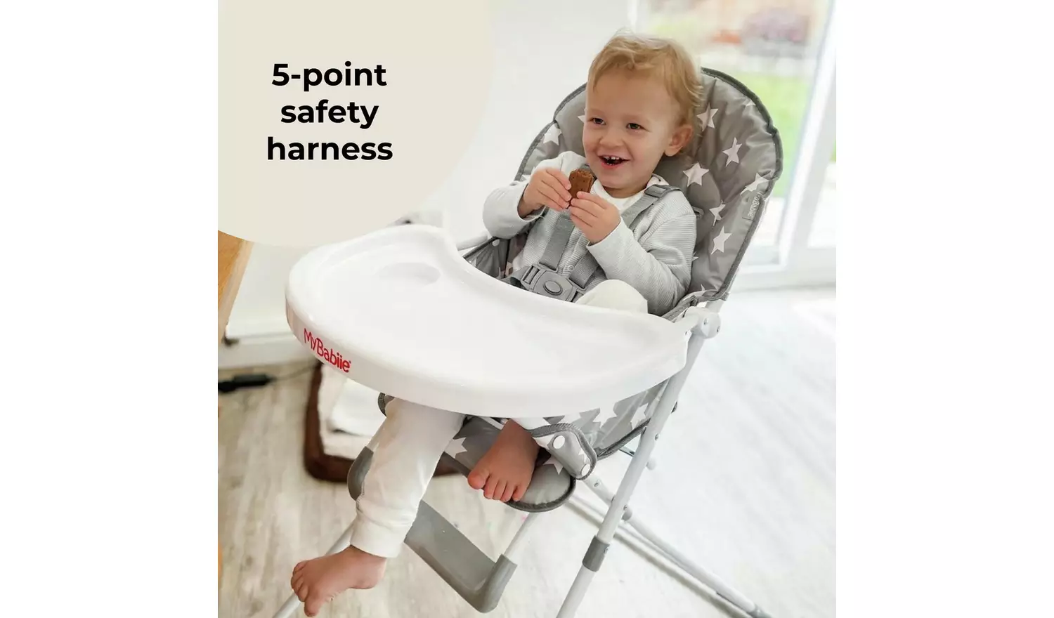 My Babiie MBHC1 Compact Highchair - Grey Stars