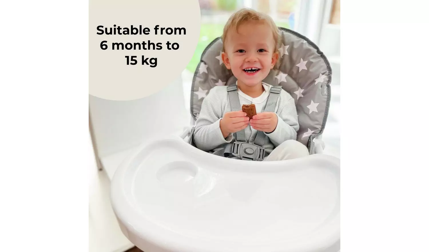 My Babiie MBHC1 Compact Highchair - Grey Stars