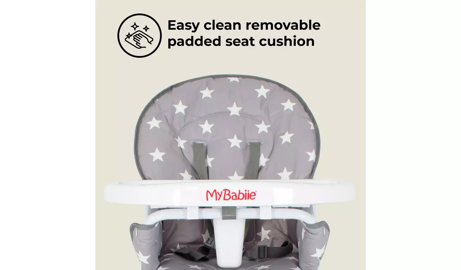 My Babiie MBHC1 Compact Highchair - Grey Stars
