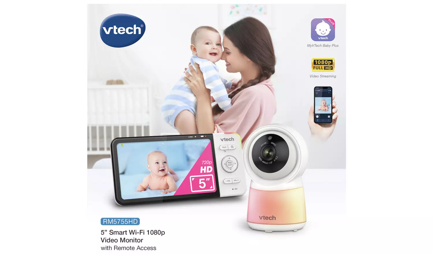 VTech RM5755 5inch HD Smart Video Baby Monitor