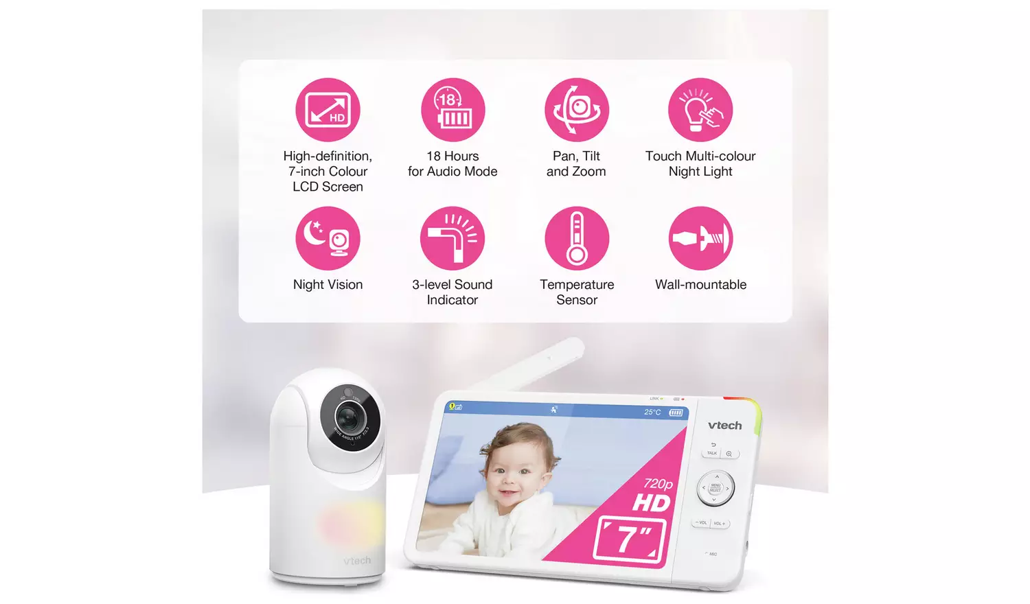 VTech VM7367HD 7 Inch Video Baby Monitor