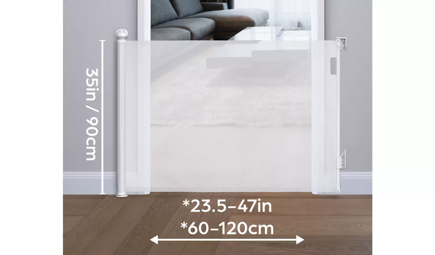 Dreambaby X-Tall Retractable Gate. Fits 60-140cm - White