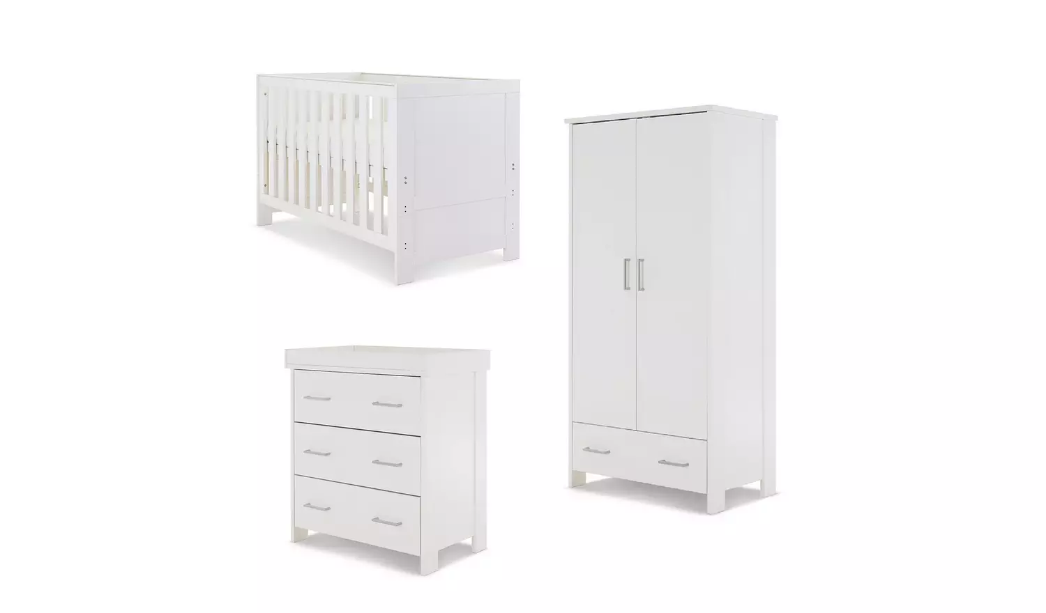 Obaby Nika 3 Piece Nursery Furniture Set - White