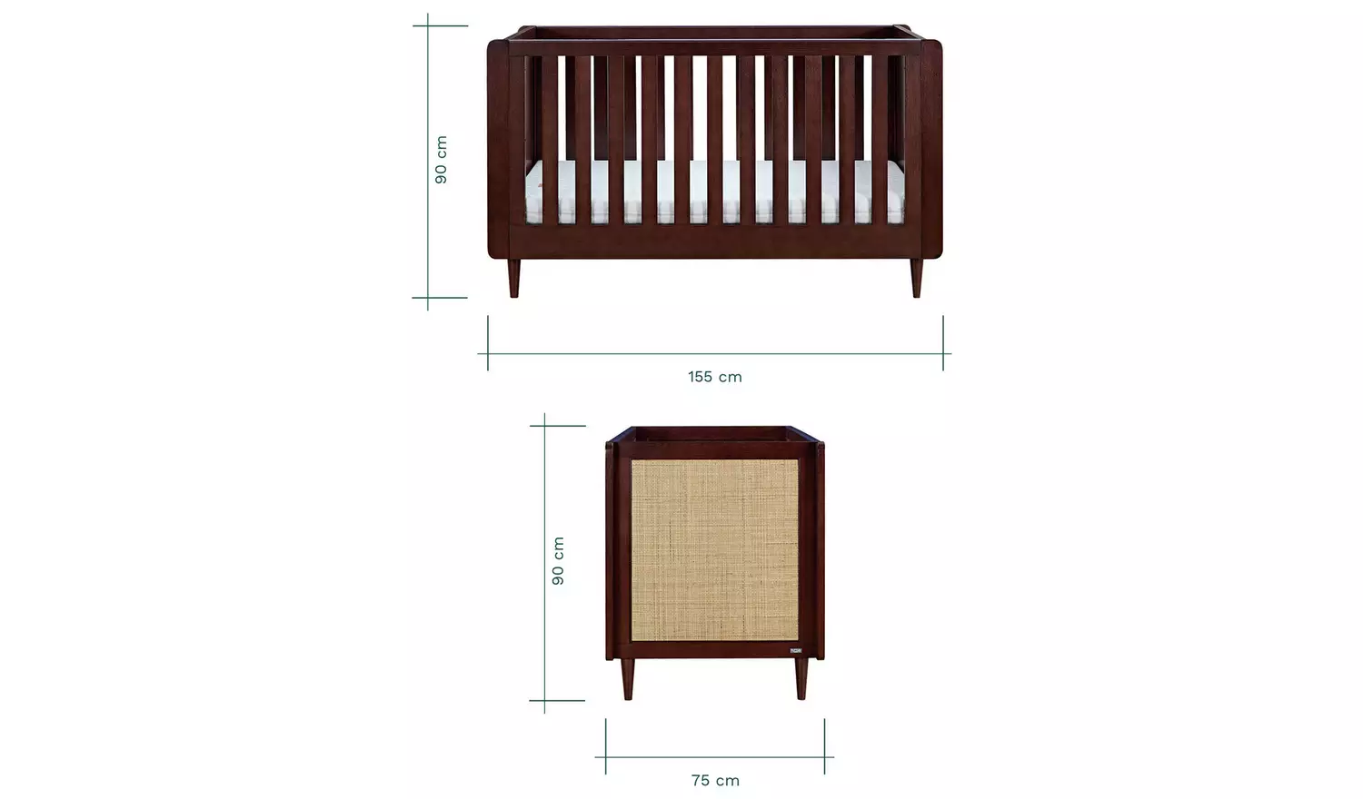 Tutti Bambini Japandi 2Piece Nursery Furniture Set- Walnut