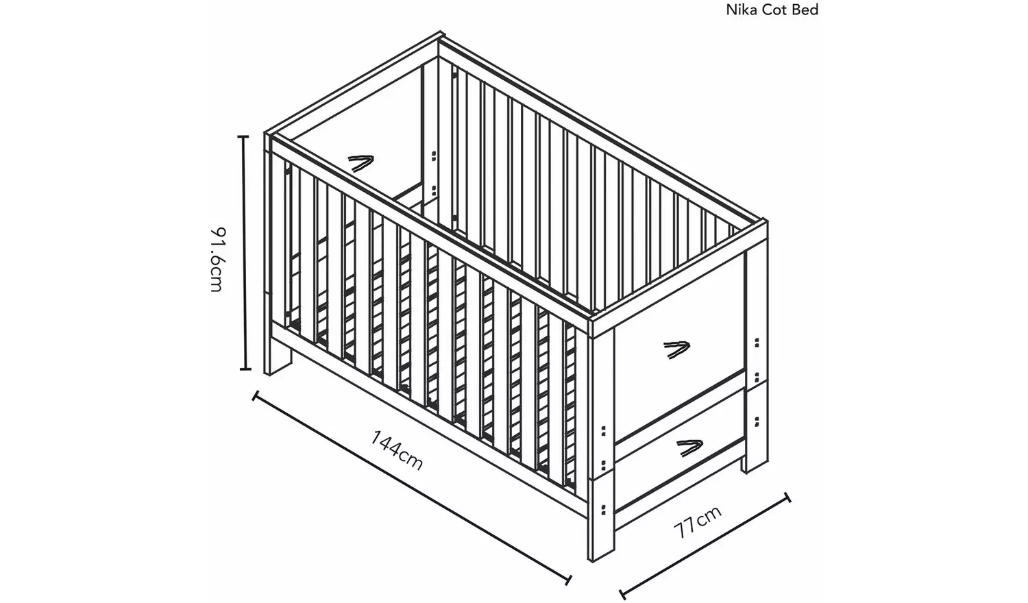 Obaby Nika 3 Piece Nursery Furniture Set - Grey Wash & White