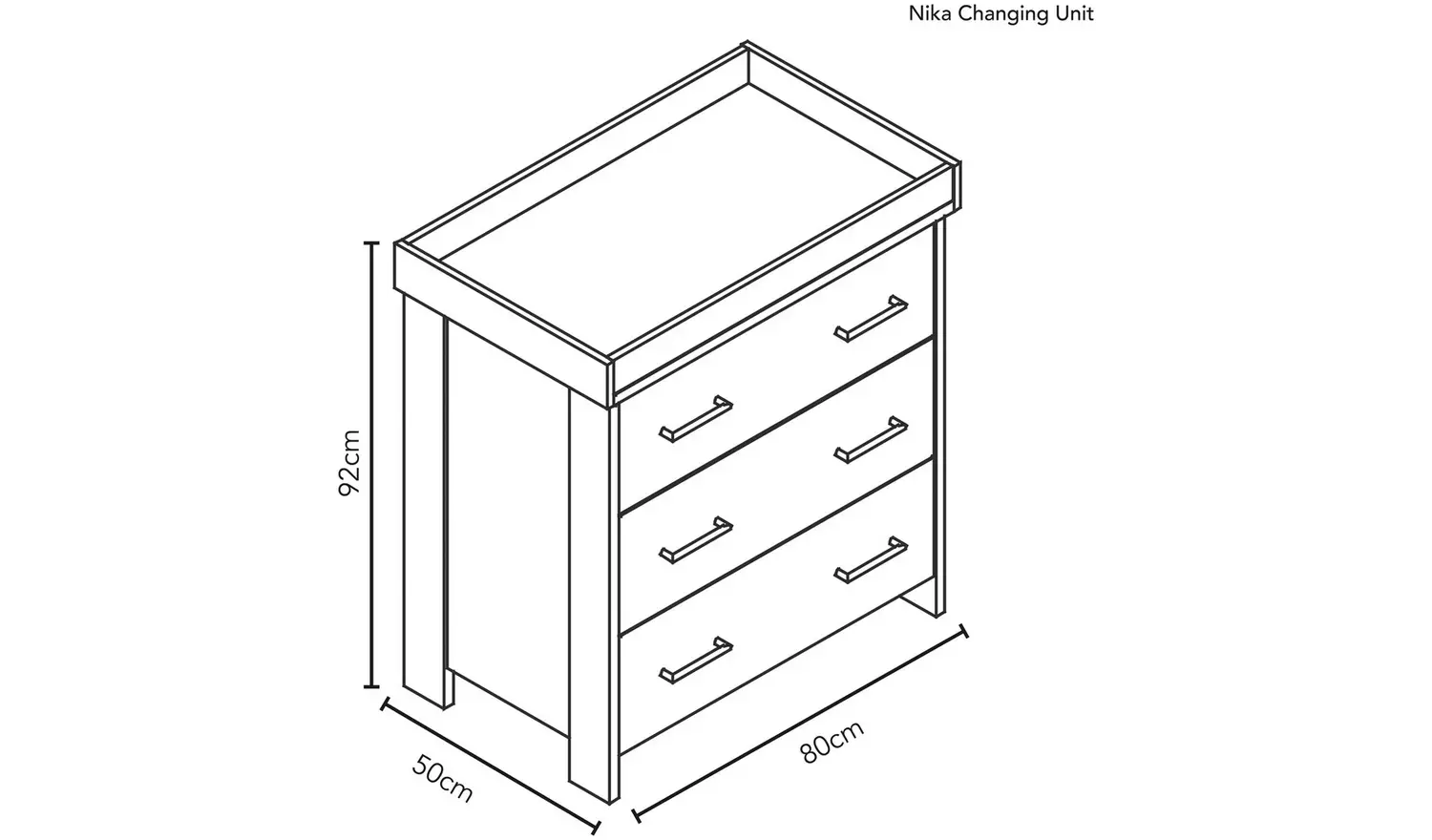Obaby Nika 3 Piece Nursery Furniture Set - Grey Wash & White
