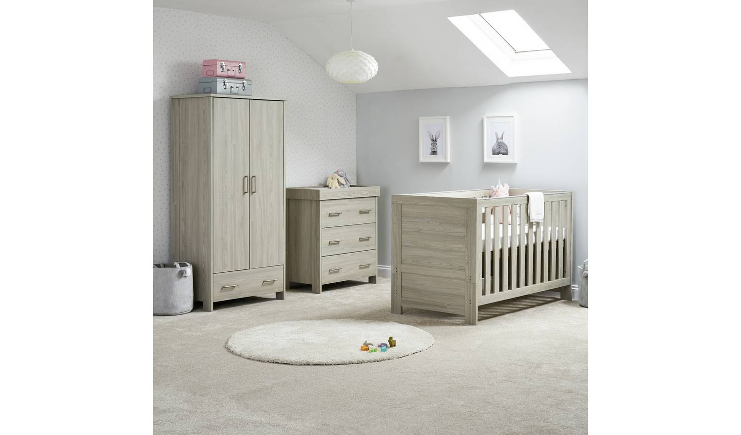 Obaby Nika 3 Piece Nursery Furniture Set - Grey Wash