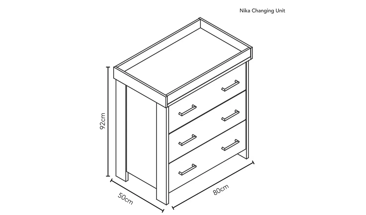 Obaby Nika 3 Piece Nursery Furniture Set - Grey Wash