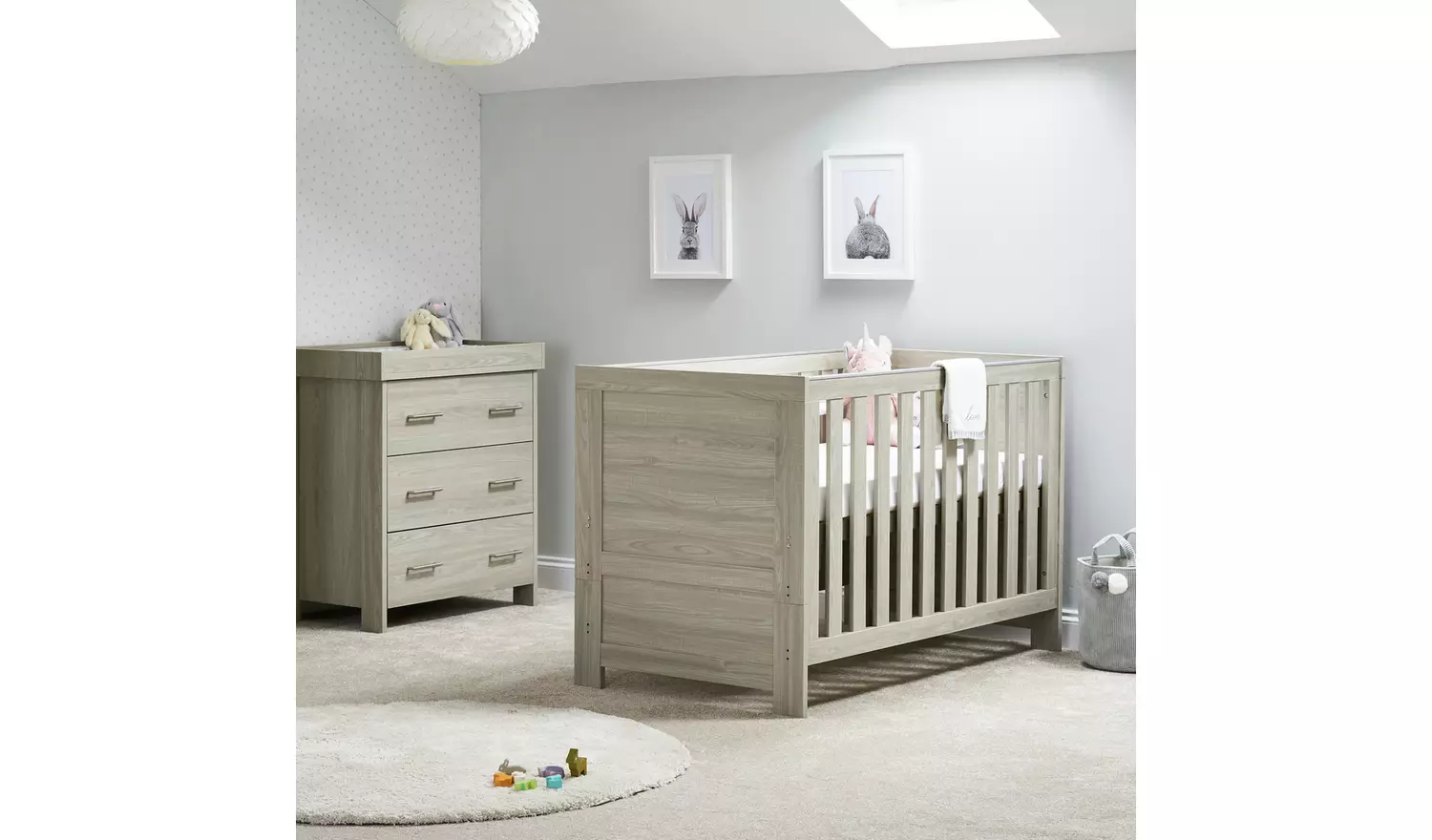 Obaby Nika 2 Piece Nursery Furniture Set - Grey Wash