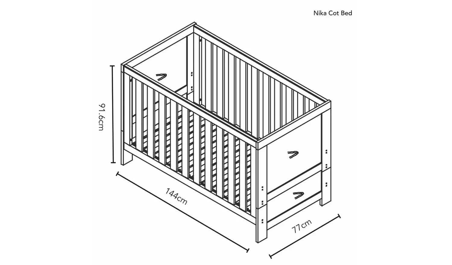 Obaby Nika 2 Piece Nursery Furniture Set - Grey Wash
