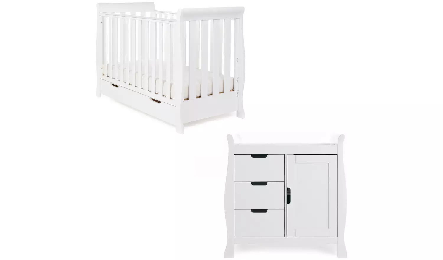 Obaby Stamford Mini Sleigh 2 Piece Nursery Set - White