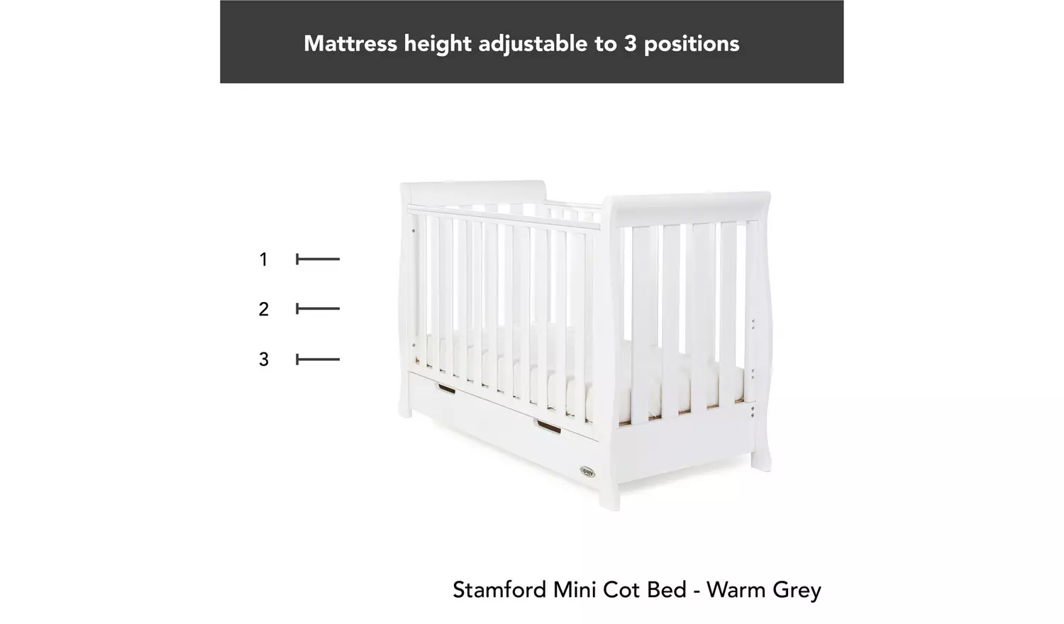 Obaby Stamford Mini Sleigh 2 Piece Nursery Set - White