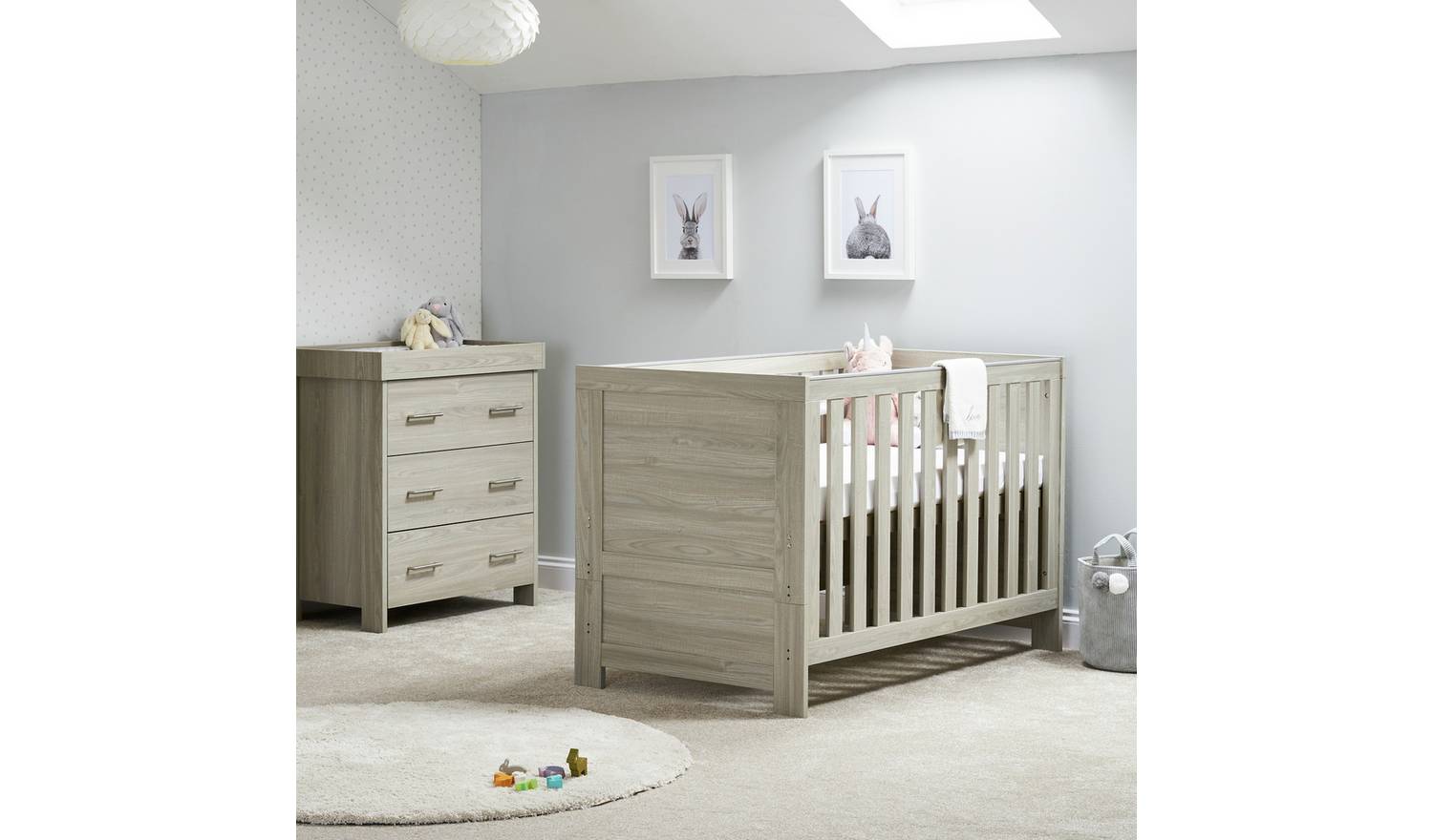 Obaby Nika 2 Piece Nursery Furniture Set - Grey Wash