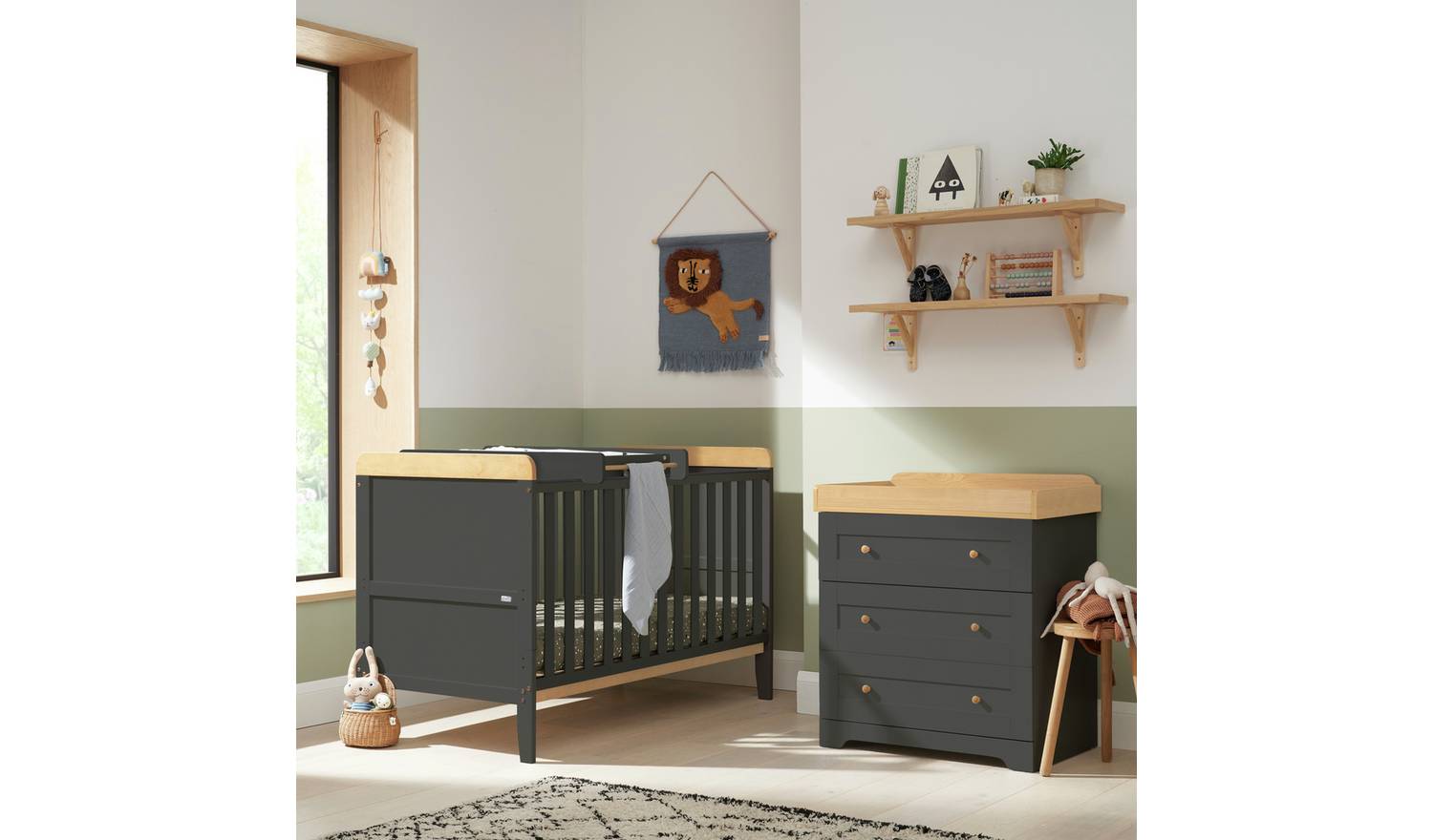 Tutti Bambini Rio 2 Piece Nursery Furniture Set - Slate Oak