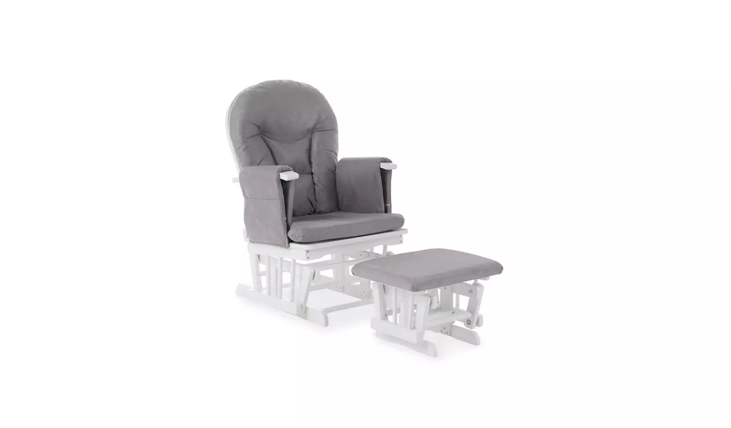 Obaby Reclining Gliding Nursing Chair & Stool - White & Grey