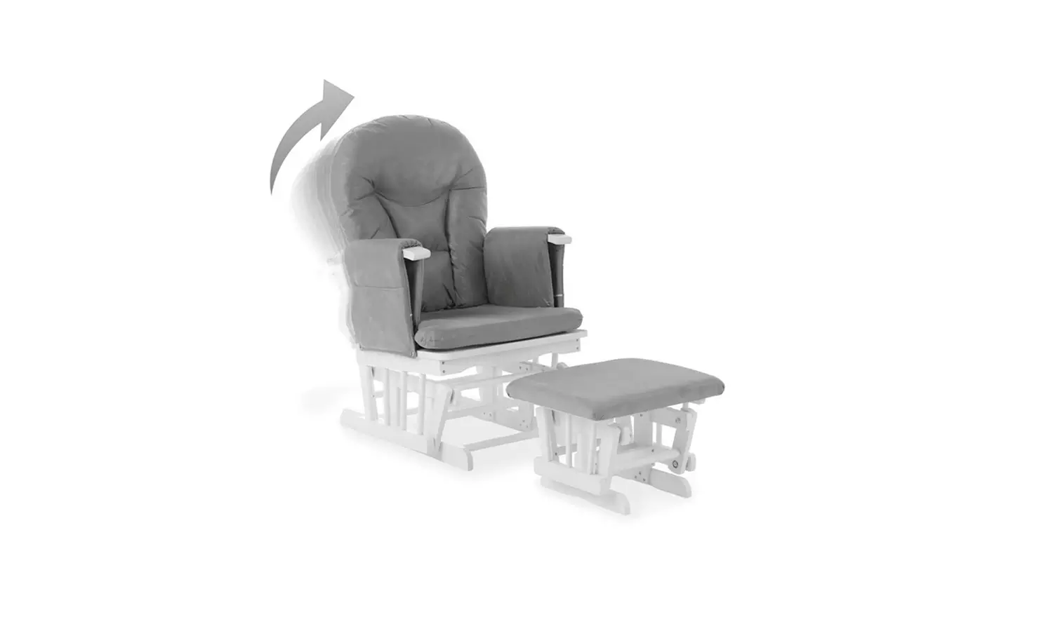 Obaby Reclining Gliding Nursing Chair & Stool - White & Grey