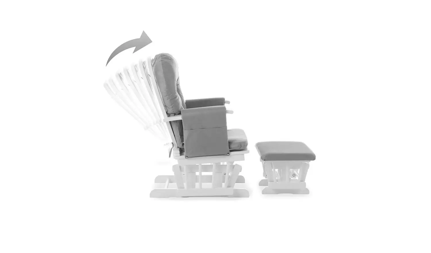 Obaby Reclining Gliding Nursing Chair & Stool - White & Grey