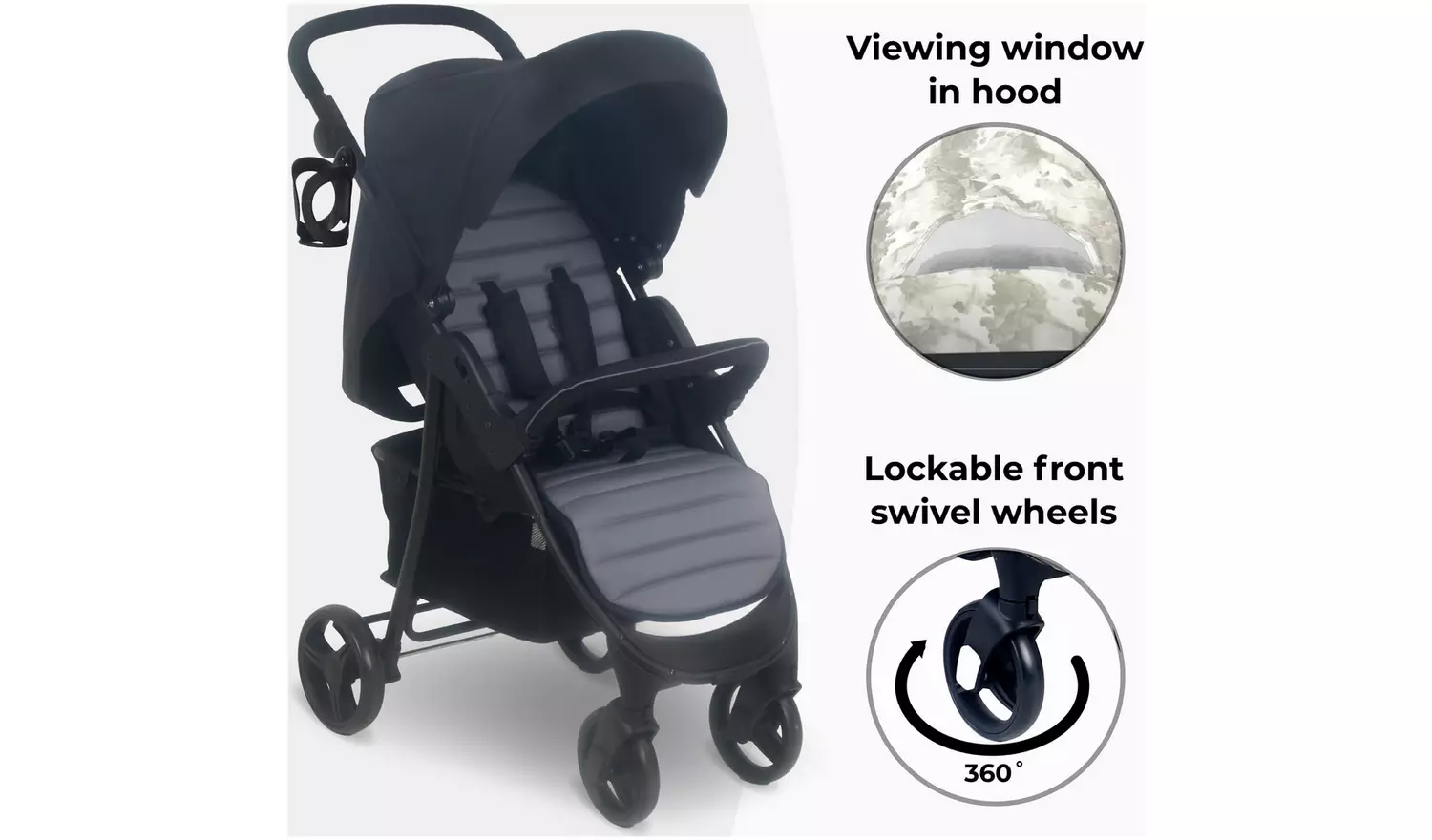 My Babiie MB30 Plus Pushchair - Black / Grey
