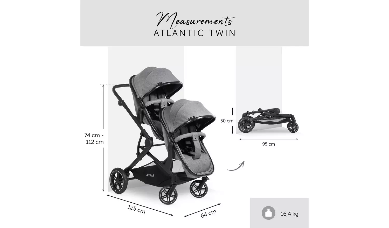 Hauck Atlantic Twin Pushchair Grey