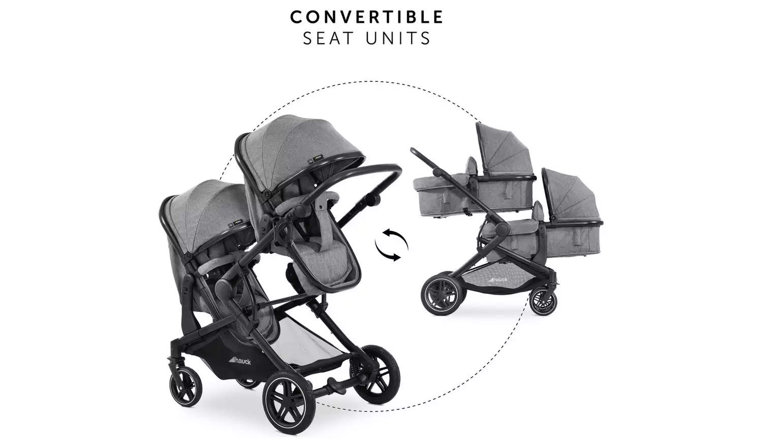Hauck Atlantic Twin Pushchair Grey