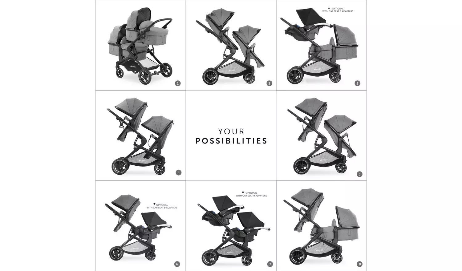 Hauck Atlantic Twin Pushchair Grey