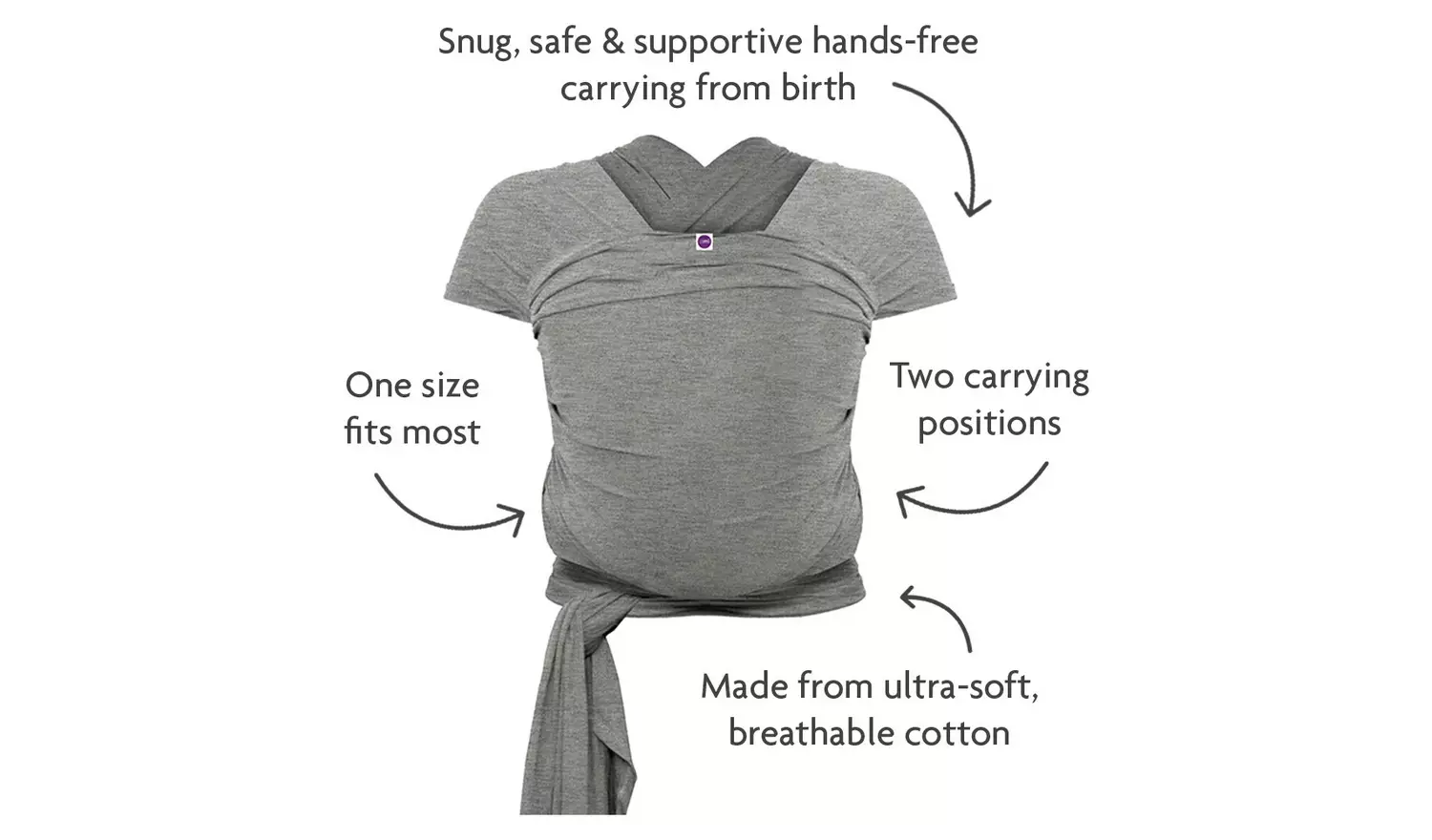 Izmi Essential Baby Wrap - Mid Grey