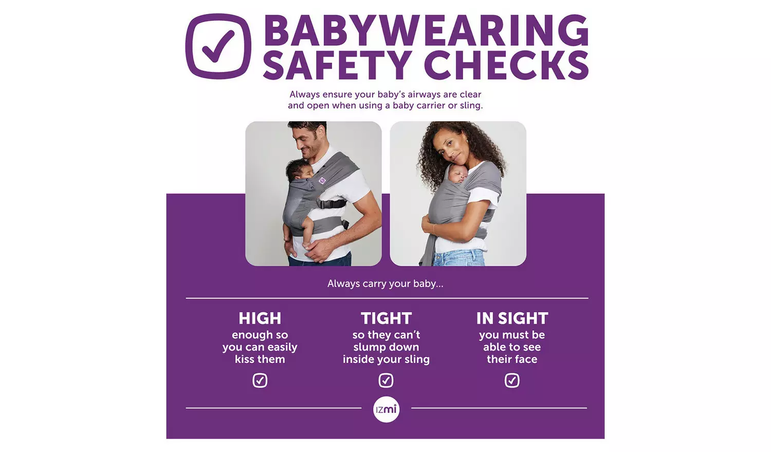 Izmi Essential Baby Wrap - Mid Grey