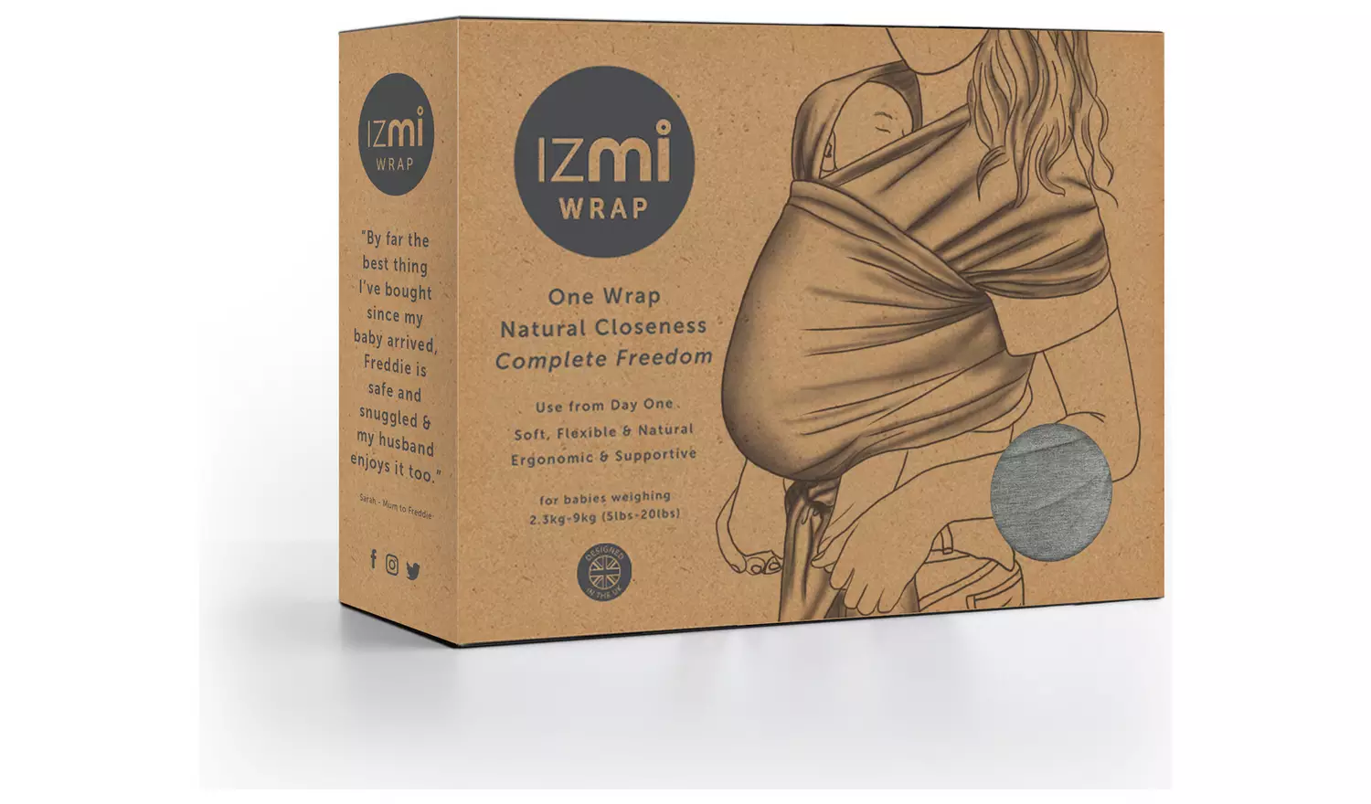 Izmi Essential Baby Wrap - Mid Grey