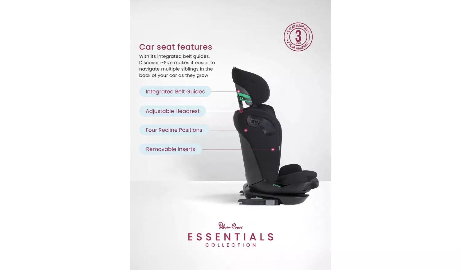 Silver Cross Essentials Discover Group 2-3 ISOFIX Car Seat