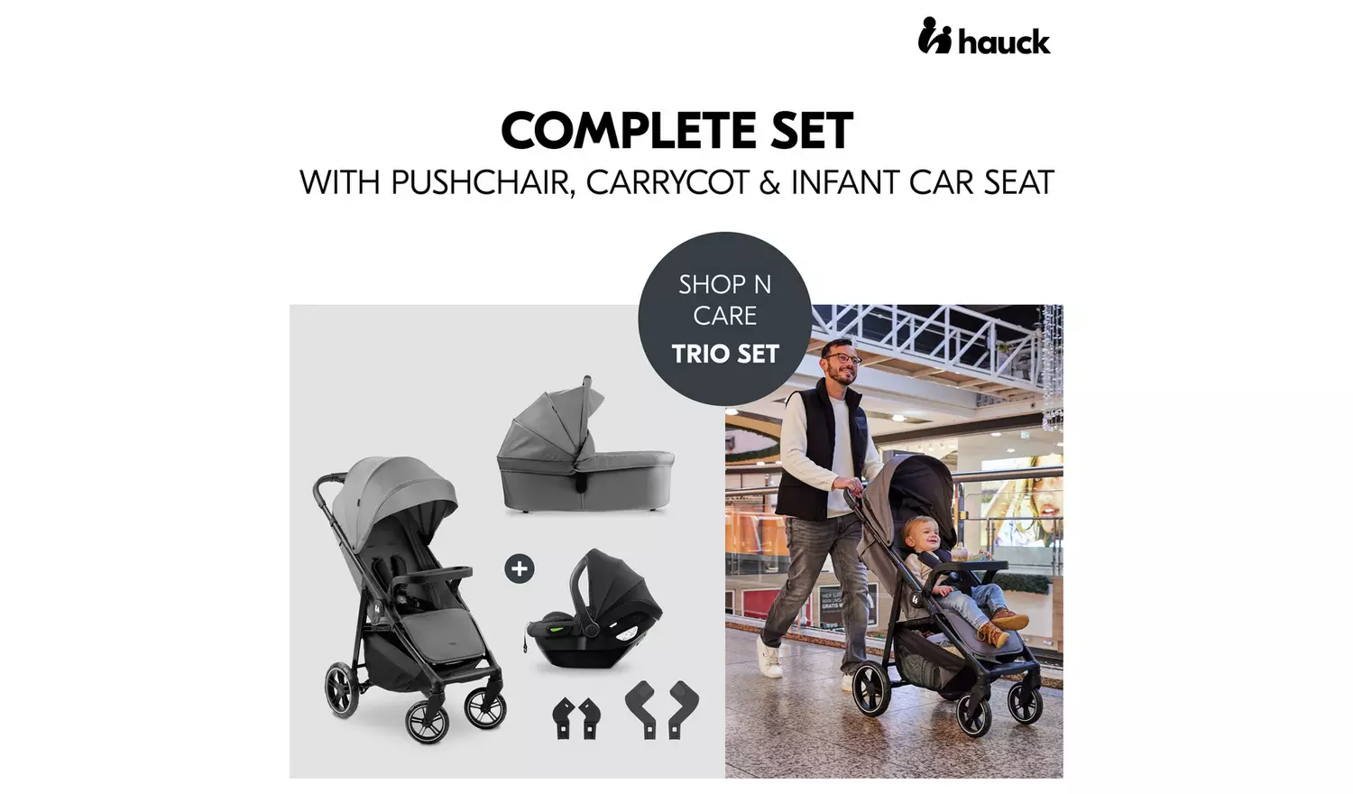 Hauck Shop And Care Trio Travel System - Grey