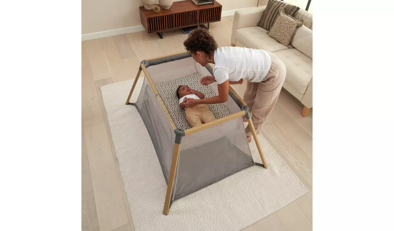 Tutti Bambini Cozee Go Crib - Oak Charcoal