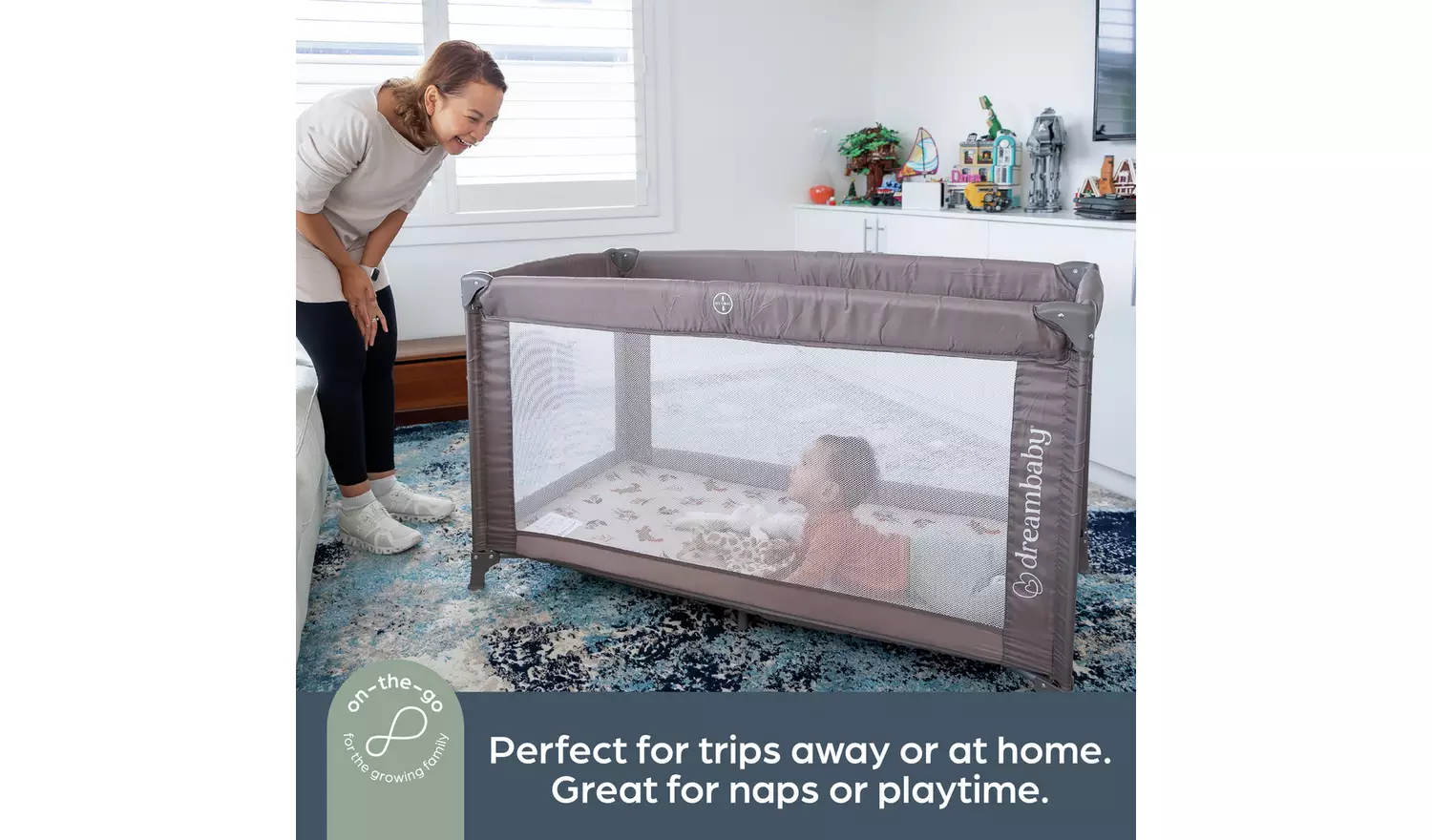 Dreambaby Quest Full Cot Size Travel Cot 120x60cm- Taupe