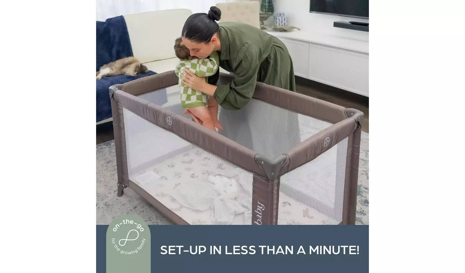 Dreambaby Quest Full Cot Size Travel Cot 120x60cm- Taupe