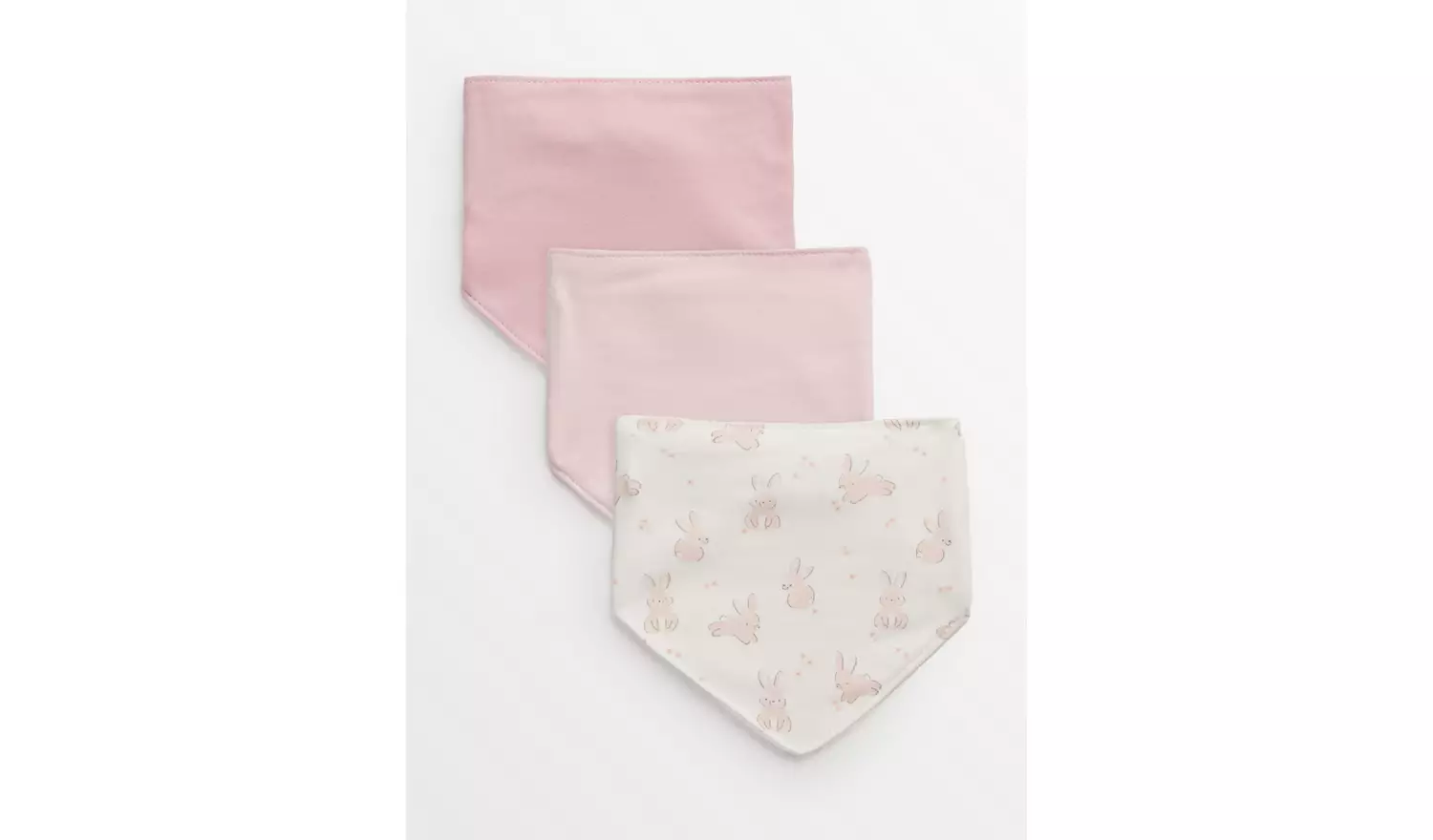 Pink & Bunny Print Hanky Bibs 3 Pack One Size