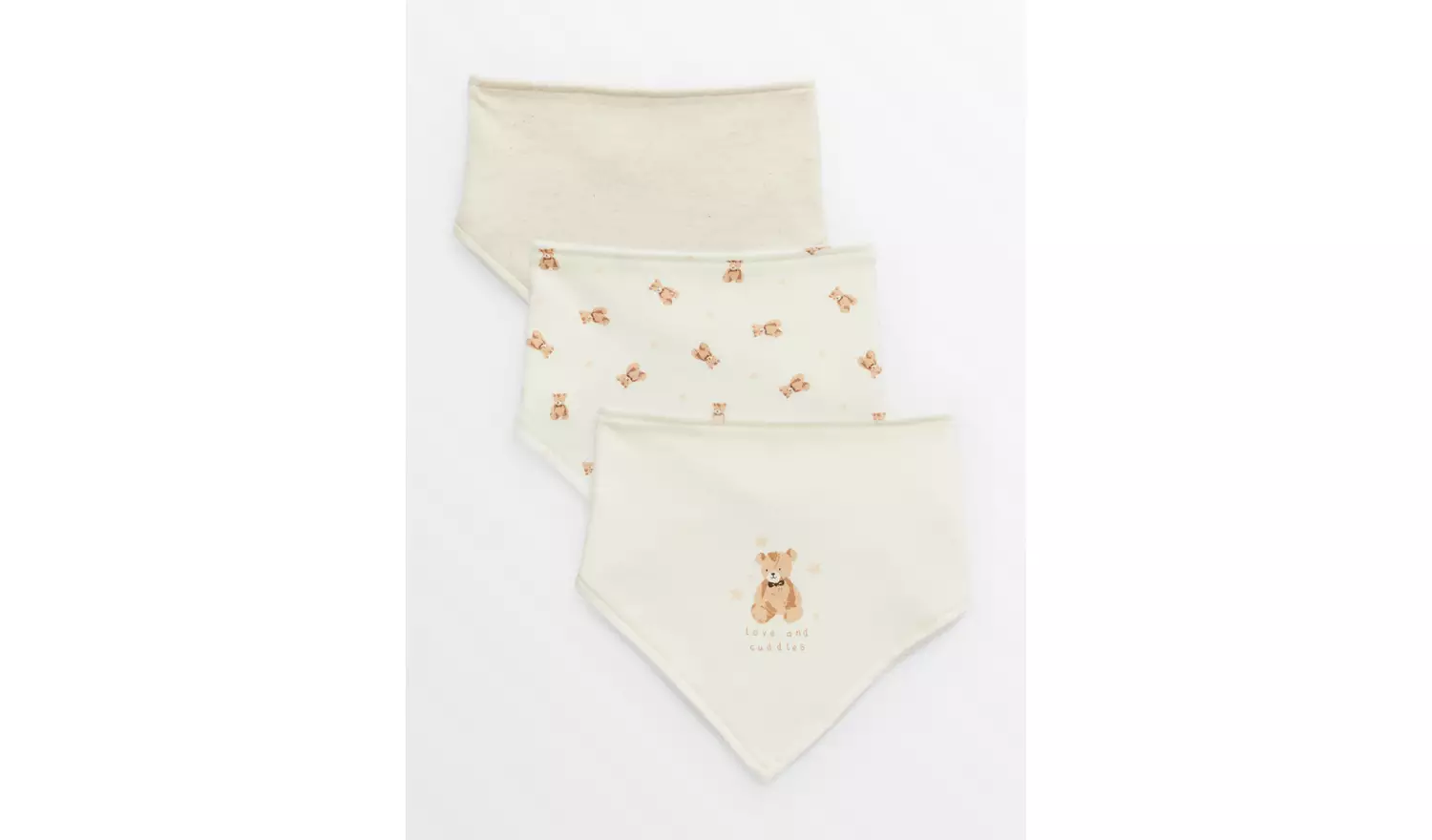Cream Bear Print Hanky Bibs 3 Pack One Size