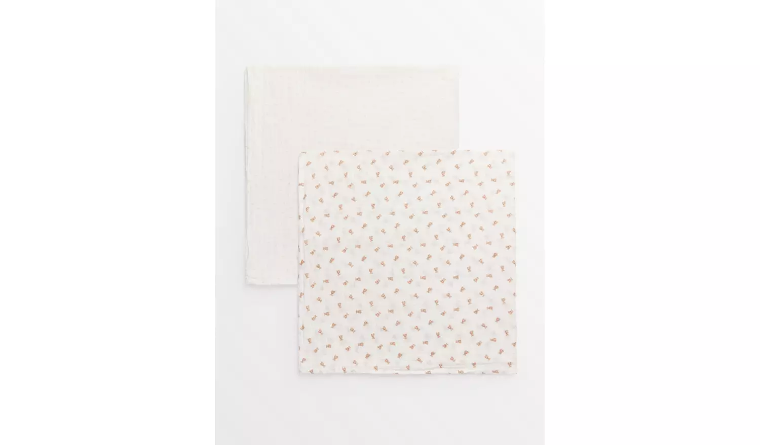 Bear & Polka Dot Print Large Muslin Squares 2 Pack One Size