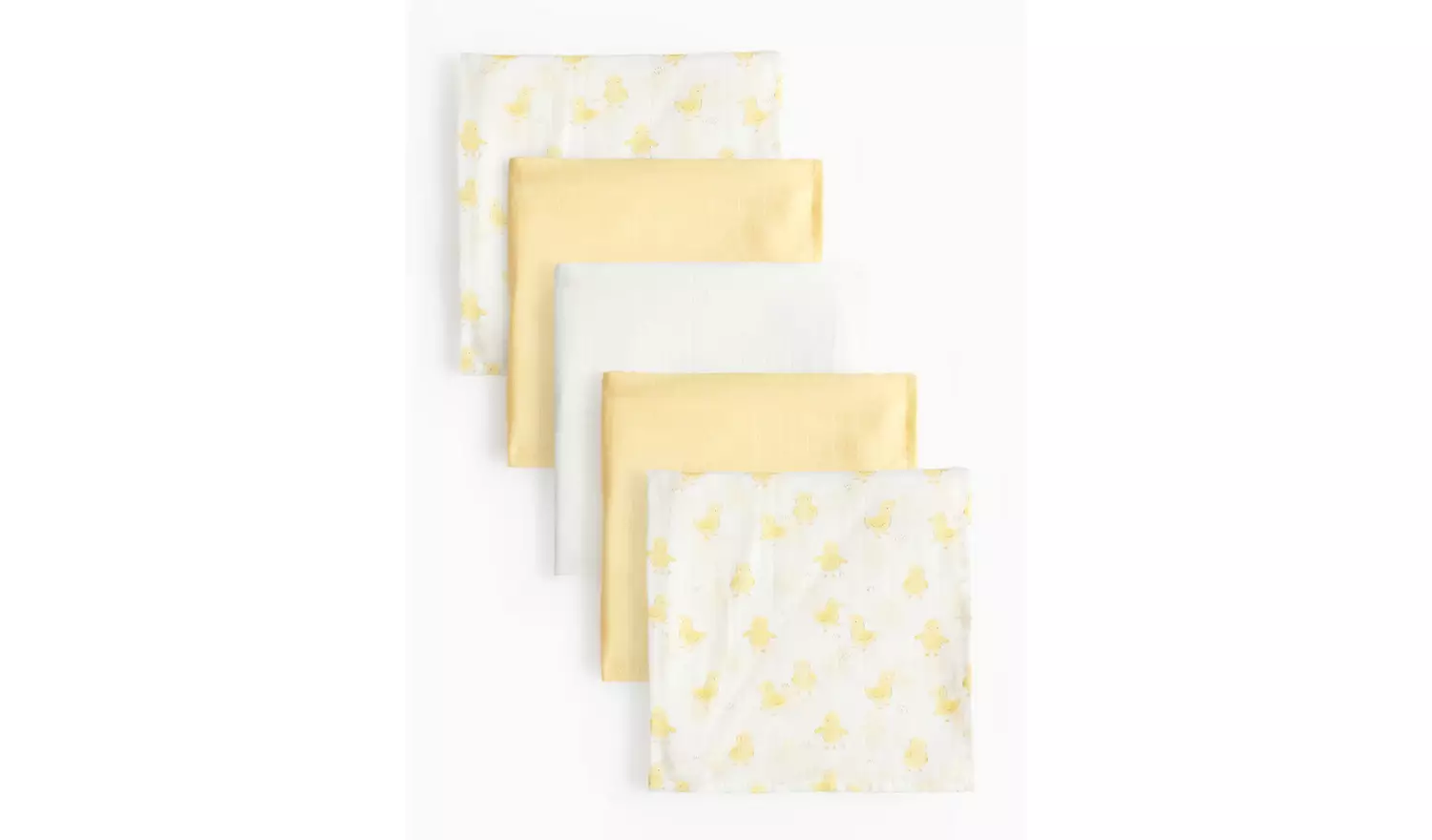 Little Chick Yellow & White Muslin Cloths 5 Pack One Size