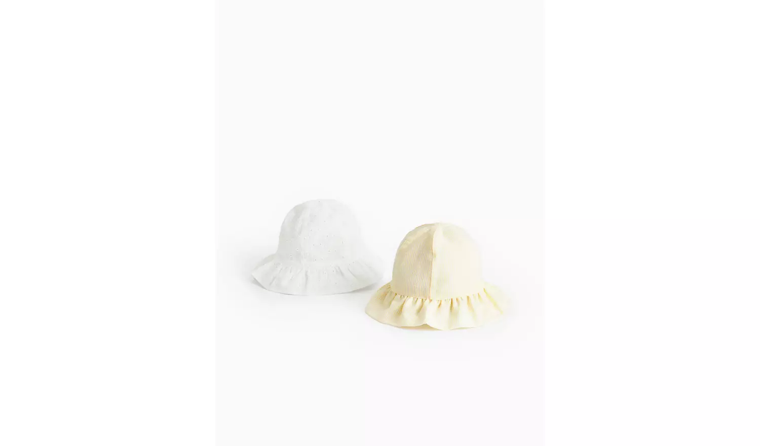 White Broderie & Yellow Stripe Summer Hats 2 Pack 1-2 years