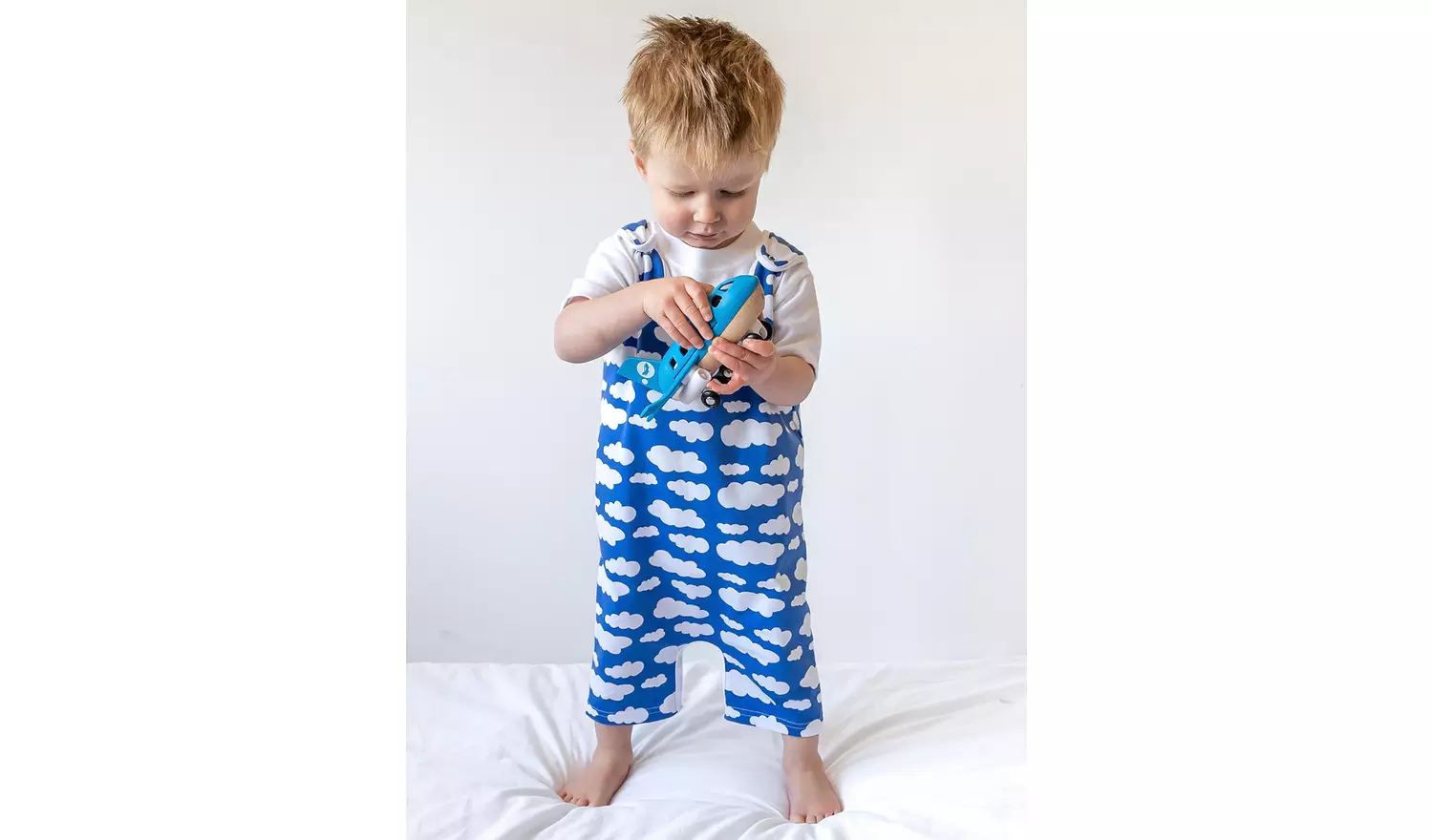 FRED & NOAH Blue Cloud Shoulder Popper Romper - 2-3 Years