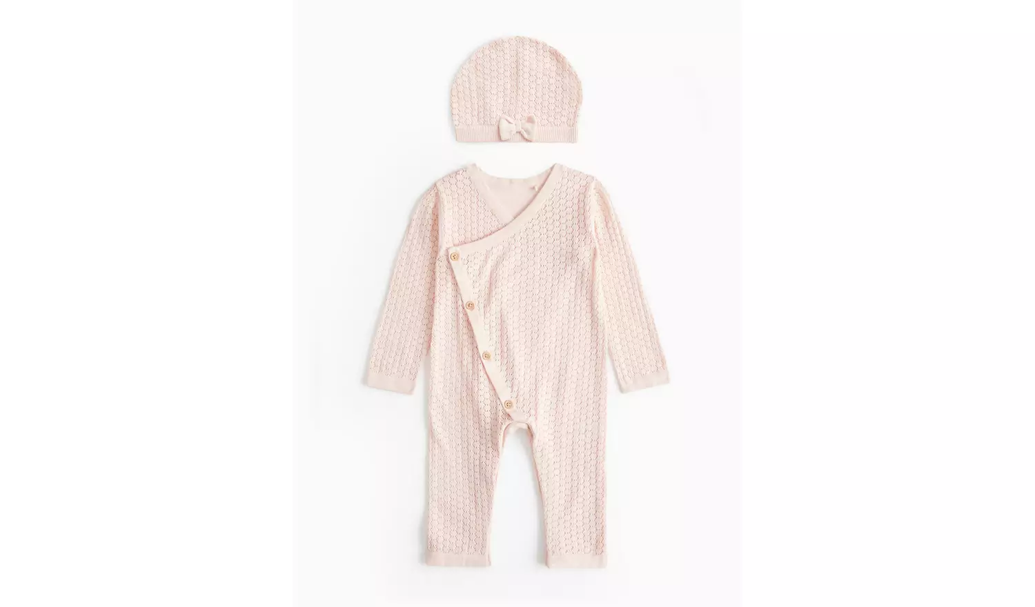 Pink Knitted Romper Set & Hat Up to 3 mths