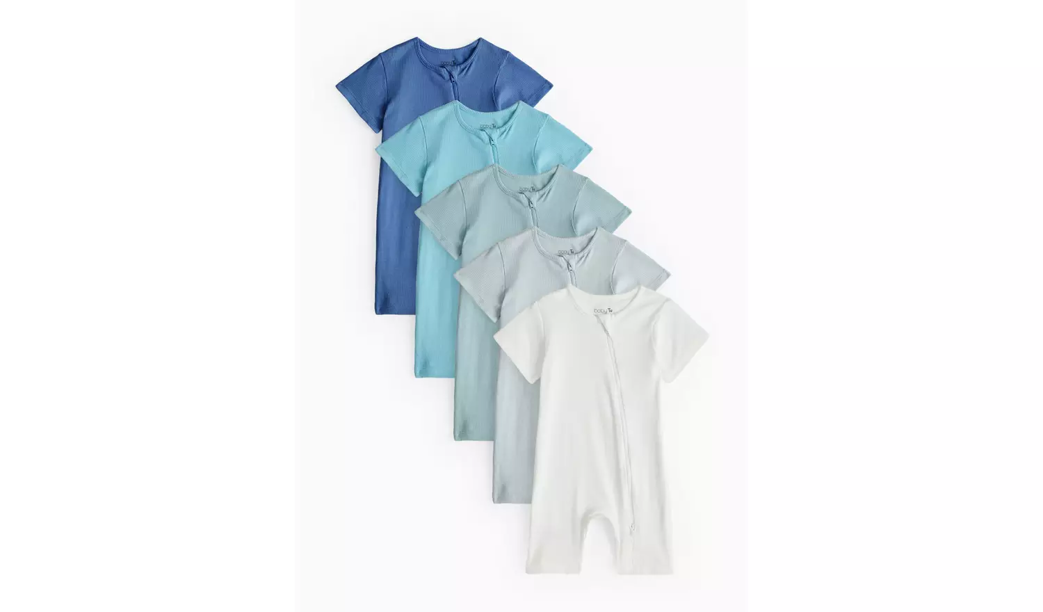 Tiny Baby Blue Rompers 5 Pack 6-9 months