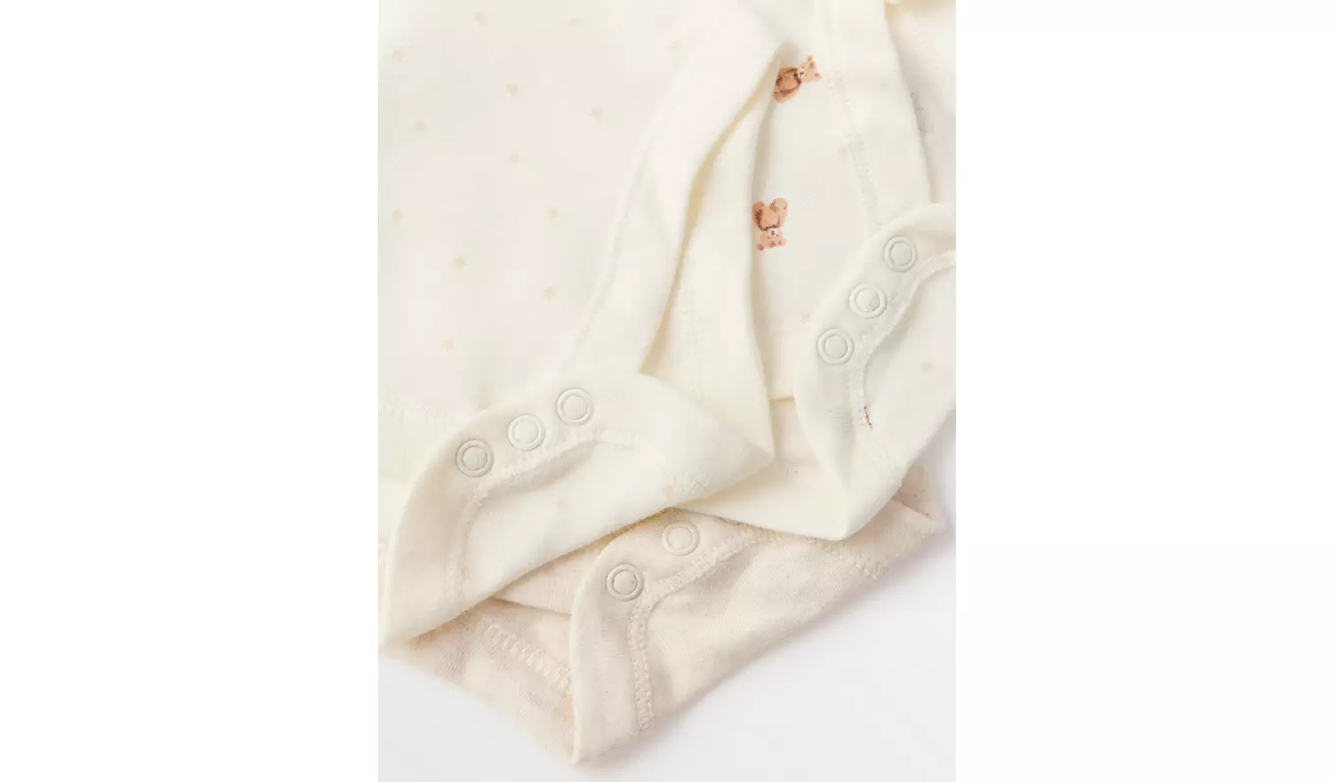 Cream Bear Print Long Sleeve Bodysuits 5 Pack Up to 3 mths