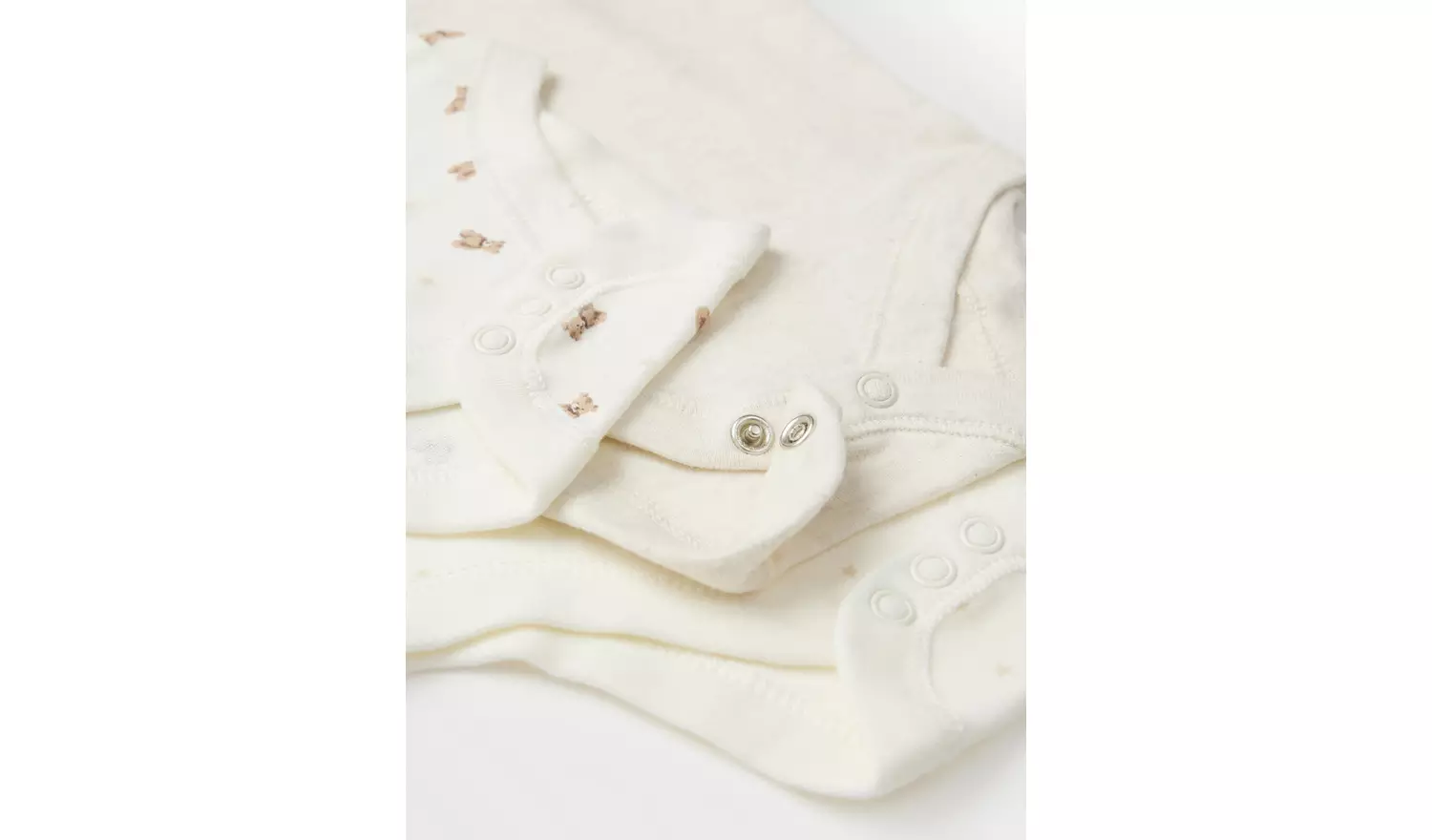 Cream Bear Print Short Sleeve Bodysuits 5 Pack Newborn