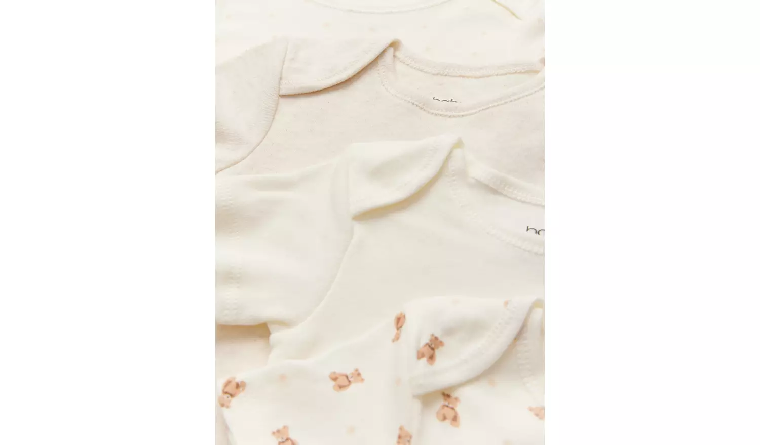 Cream Bear Print Short Sleeve Bodysuits 7 Pack 3-6 months
