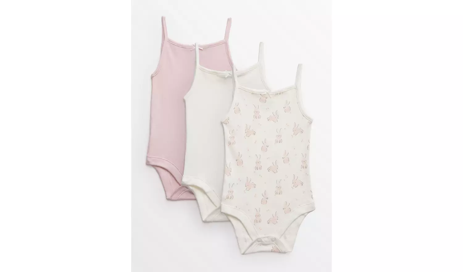 Pink Bunny Print Strappy Bodysuits 3 Pack12-18 months
