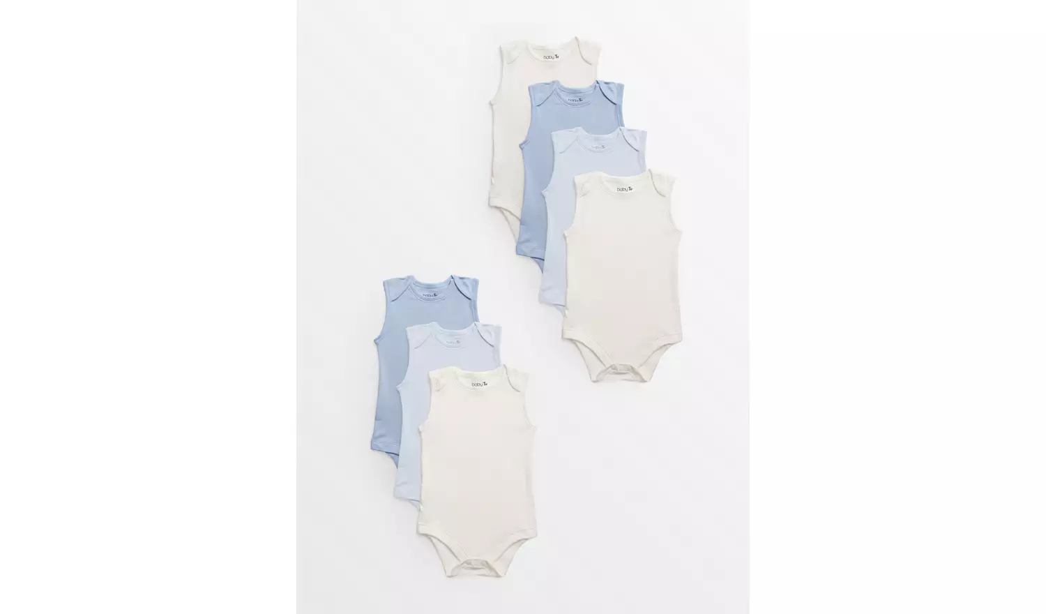 Blue Sleeveless Bodysuit 7 Pack Tiny Baby