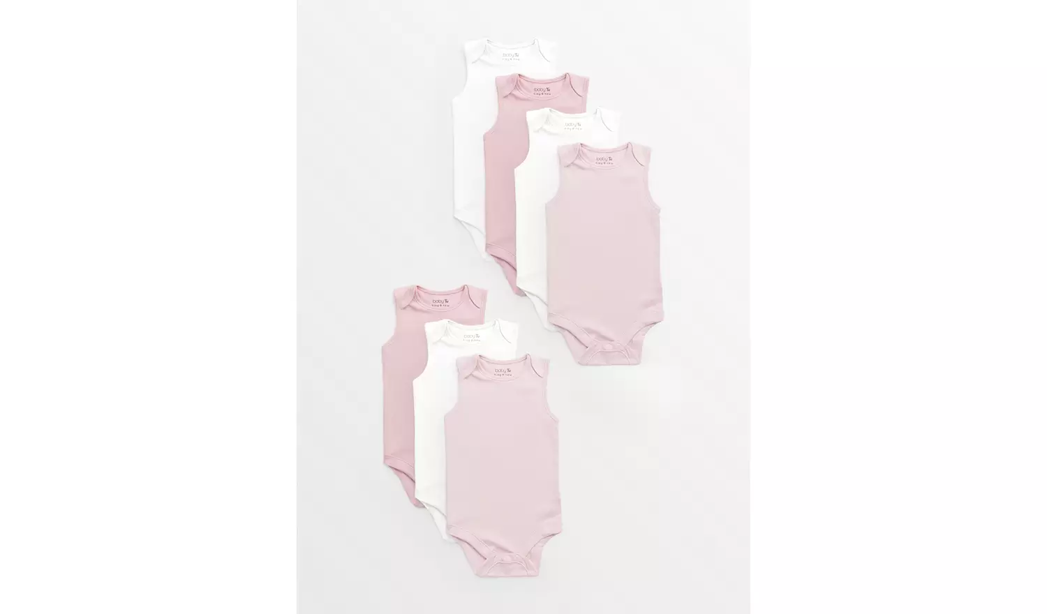 Plain Pink Sleeveless Bodysuits 7 Pack Tiny Baby