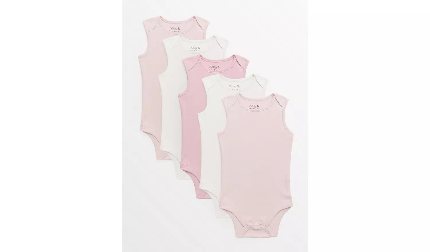 Pink Sleeveless Bodysuits 5 Pack 9-12 months