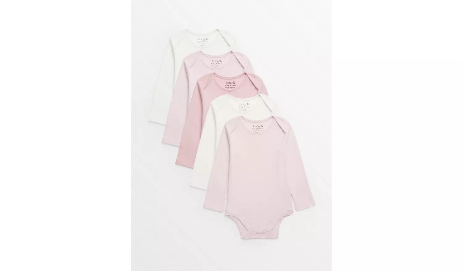 Plain Pink Long Sleeve Bodysuits 5 Pack Tiny Baby