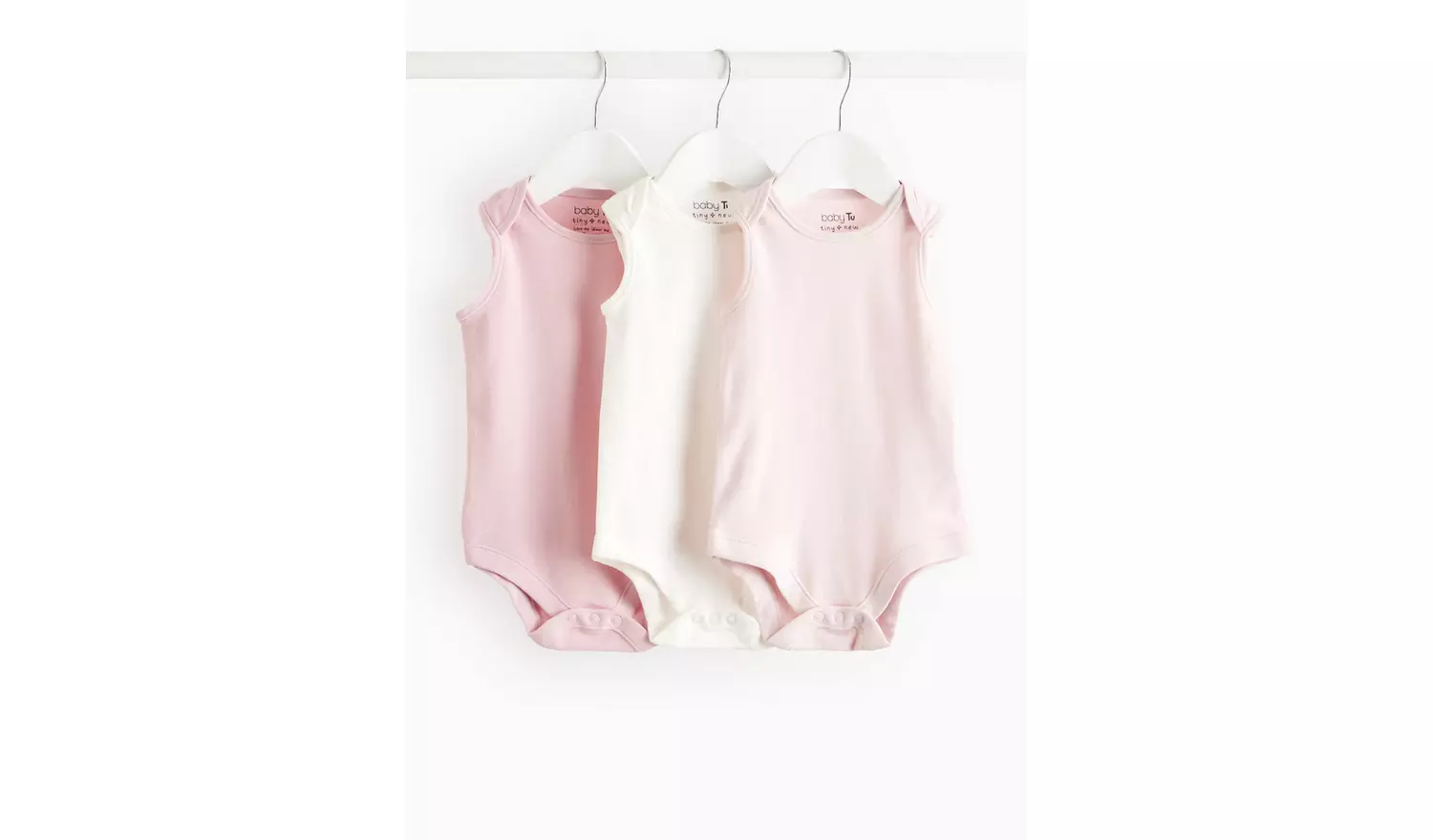 Pink & White Sleeveless Bodysuit 3 Pack Up to 1 mth